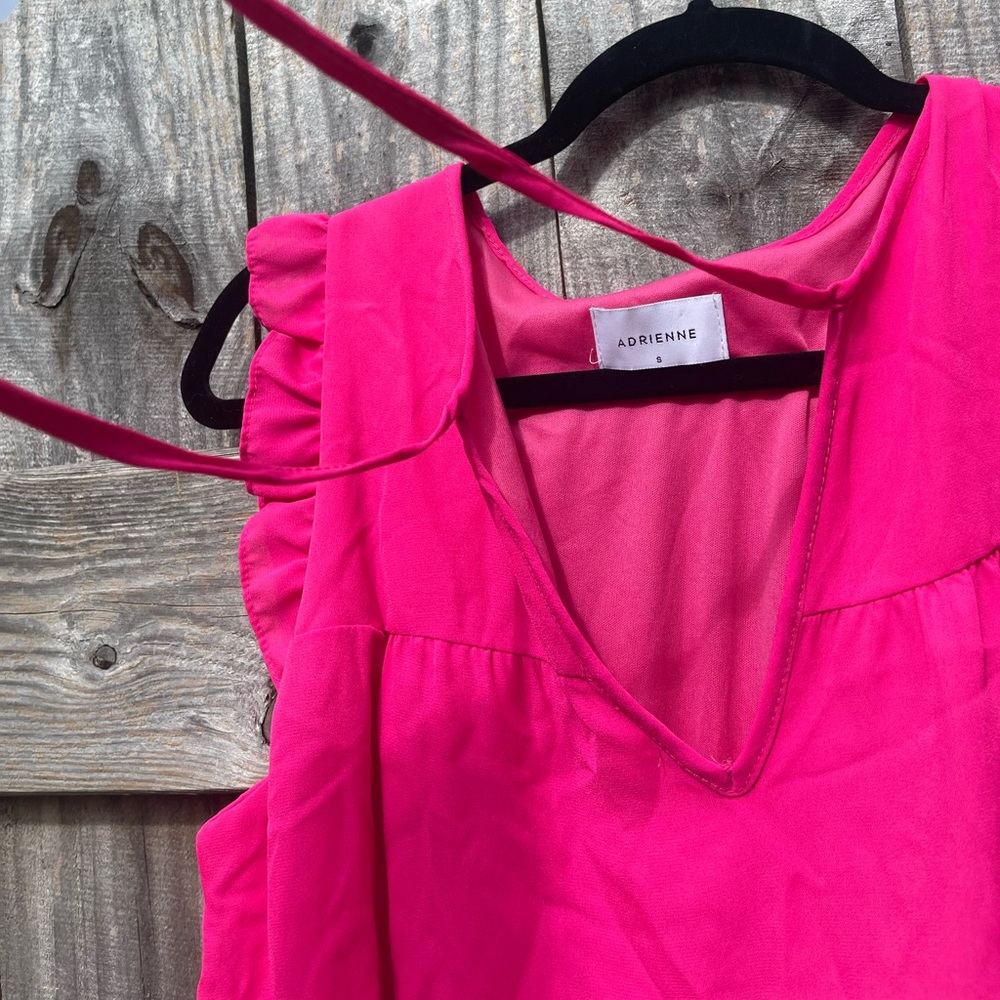 Adrienne Pink Ruffled Dress Size S - Picture 3 of 10